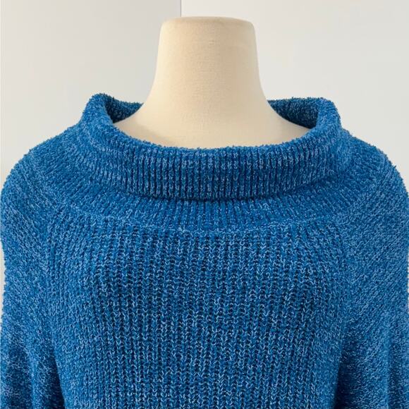 Free People Edessa Off-The-Shoulder Sweater Pullover Blue Size XS Oversized - Picture 2 of 9